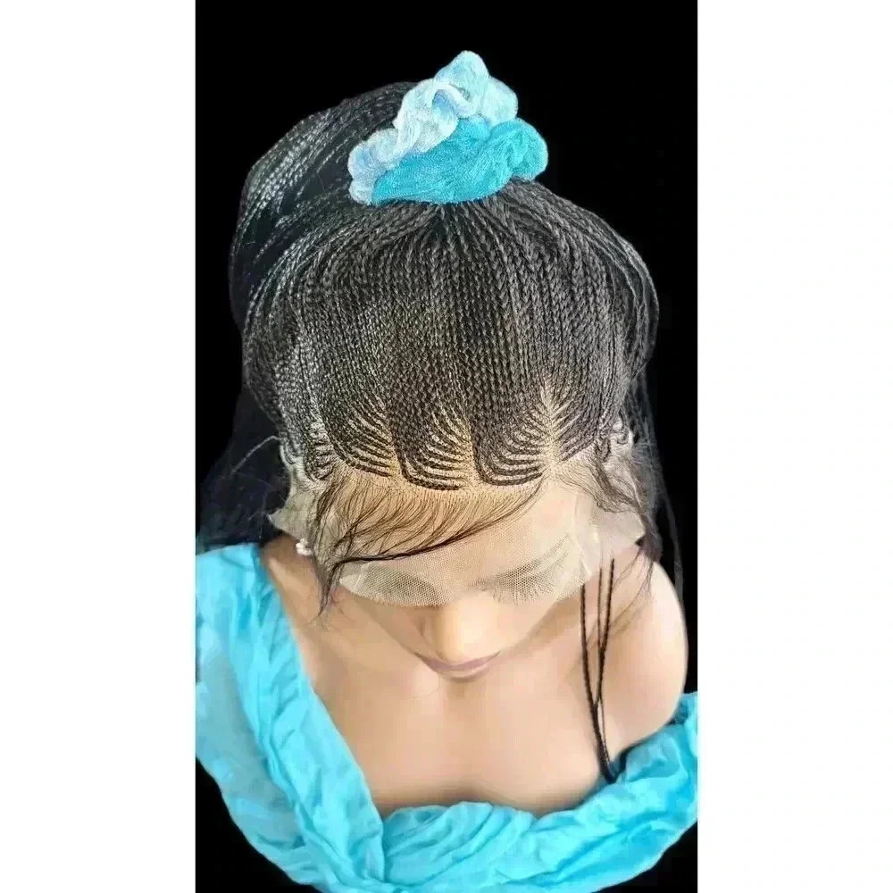 Long Jet Black Ghana Braid Wig - Handmade - Picture 9 of 16